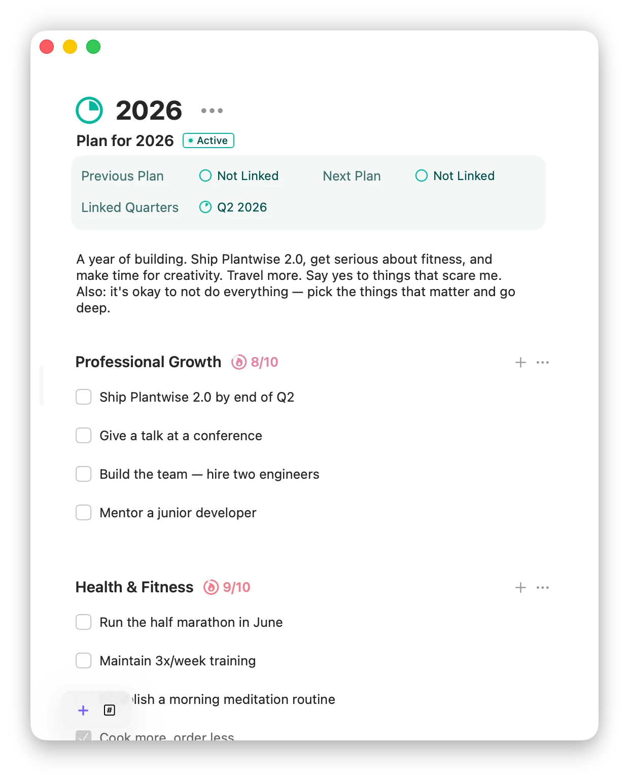 Annual plan in Space